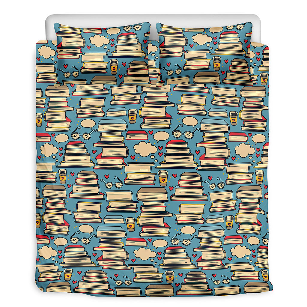 Pop Art Books Pattern Print Duvet Cover Bedding Set
