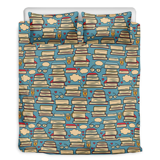Pop Art Books Pattern Print Duvet Cover Bedding Set