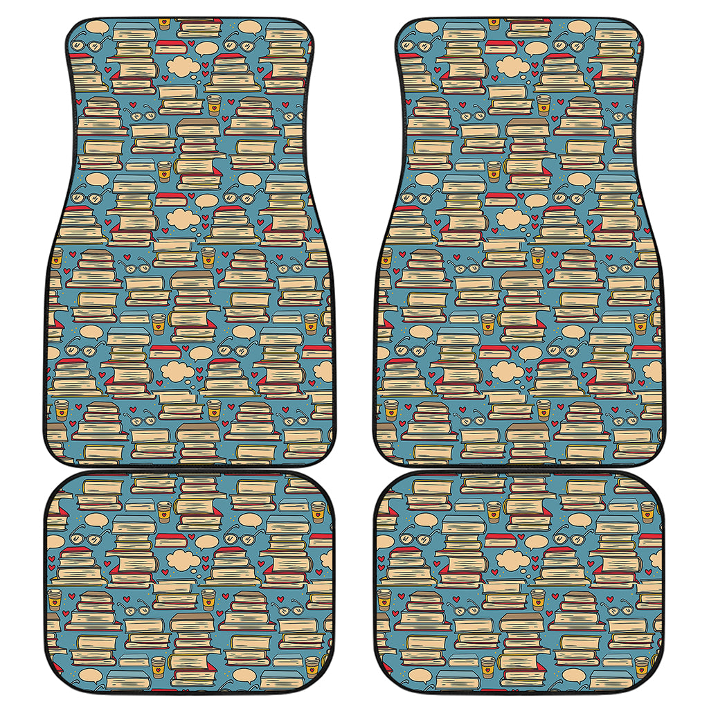 Pop Art Books Pattern Print Front and Back Car Floor Mats