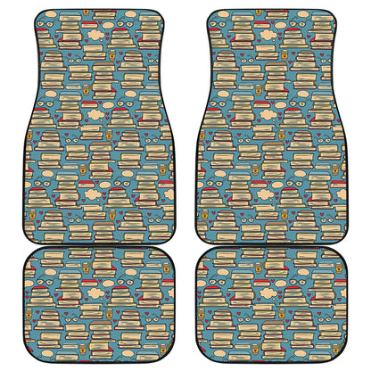 Pop Art Books Pattern Print Front and Back Car Floor Mats