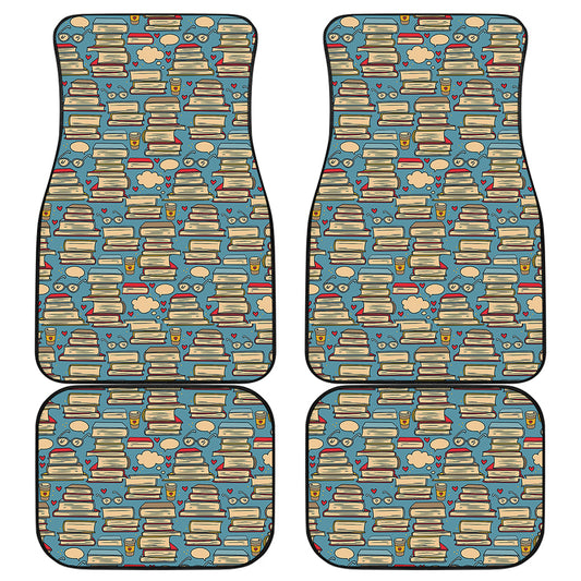 Pop Art Books Pattern Print Front and Back Car Floor Mats