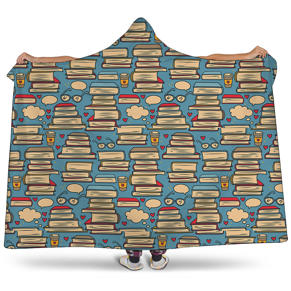 Pop Art Books Pattern Print Hooded Blanket
