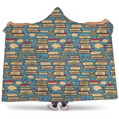 Pop Art Books Pattern Print Hooded Blanket