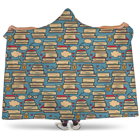 Pop Art Books Pattern Print Hooded Blanket