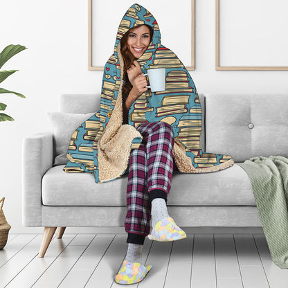 Pop Art Books Pattern Print Hooded Blanket