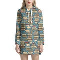 Pop Art Books Pattern Print Pullover Hoodie Dress