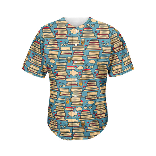 Pop Art Books Pattern Print Men's Baseball Jersey