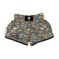 Pop Art Books Pattern Print Muay Thai Boxing Shorts