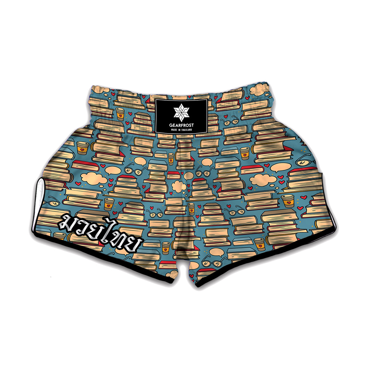 Pop Art Books Pattern Print Muay Thai Boxing Shorts