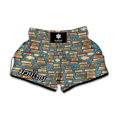 Pop Art Books Pattern Print Muay Thai Boxing Shorts
