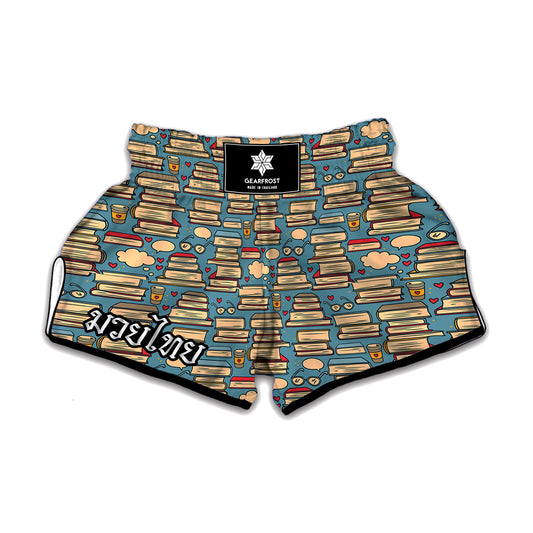 Pop Art Books Pattern Print Muay Thai Boxing Shorts