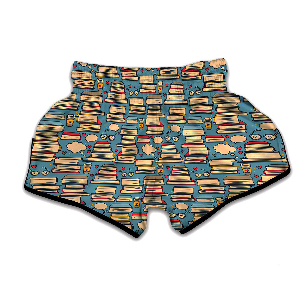 Pop Art Books Pattern Print Muay Thai Boxing Shorts