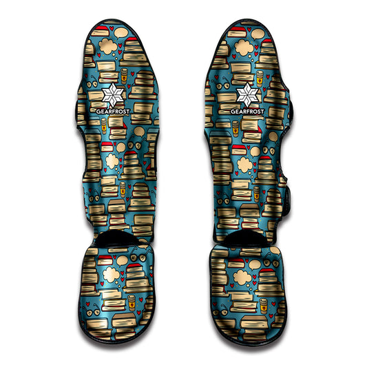 Pop Art Books Pattern Print Muay Thai Shin Guard