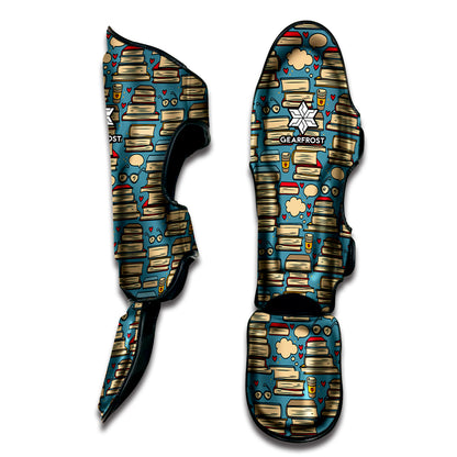 Pop Art Books Pattern Print Muay Thai Shin Guard