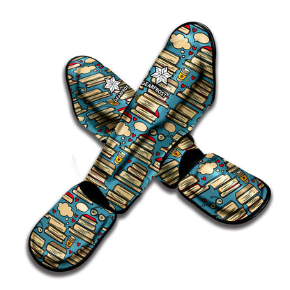 Pop Art Books Pattern Print Muay Thai Shin Guard