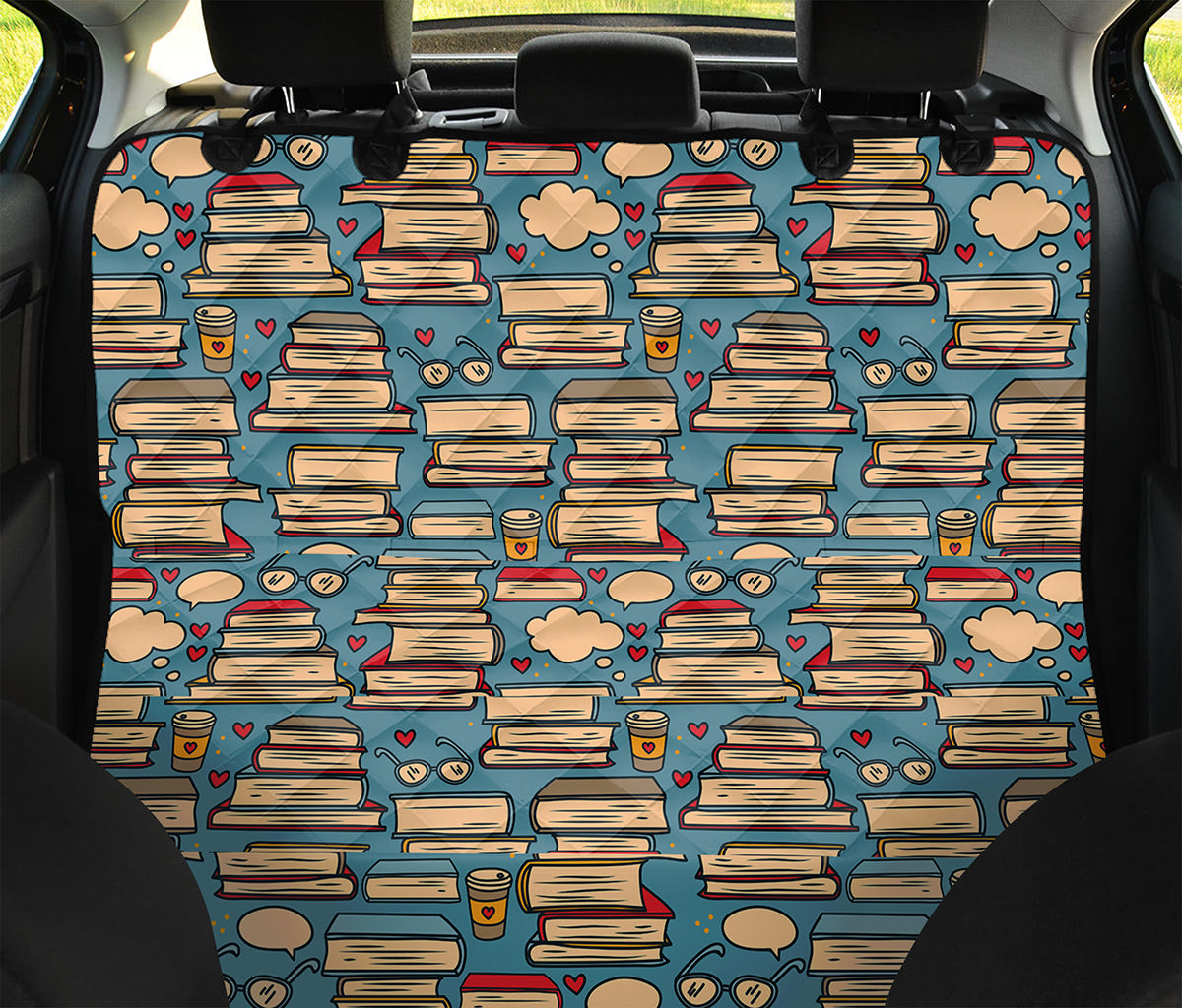 Pop Art Books Pattern Print Pet Car Back Seat Cover