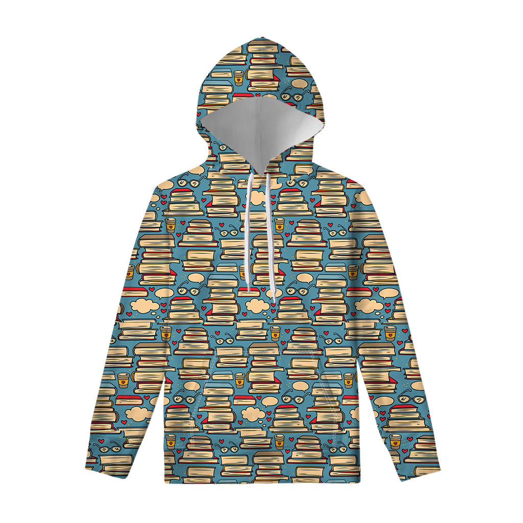 Pop Art Books Pattern Print Pullover Hoodie