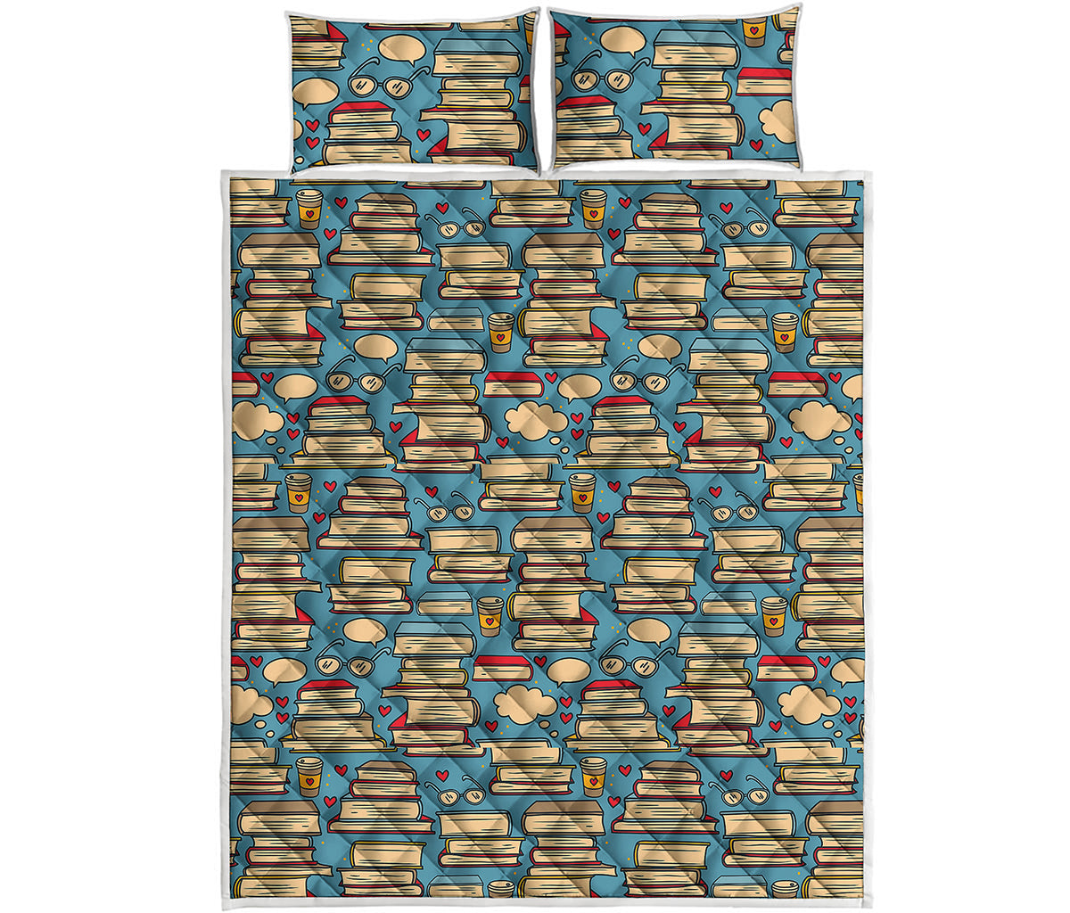 Pop Art Books Pattern Print Quilt Bed Set