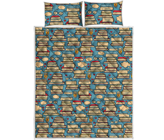 Pop Art Books Pattern Print Quilt Bed Set