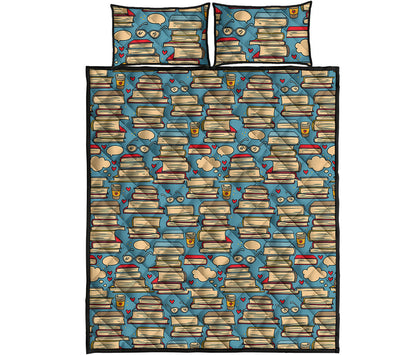 Pop Art Books Pattern Print Quilt Bed Set