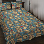 Pop Art Books Pattern Print Quilt Bed Set