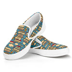 Pop Art Books Pattern Print White Slip On Shoes
