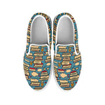 Pop Art Books Pattern Print White Slip On Shoes