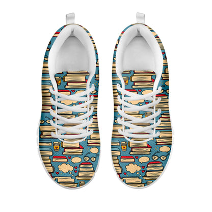 Pop Art Books Pattern Print White Sneakers