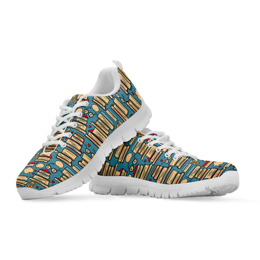 Pop Art Books Pattern Print White Sneakers