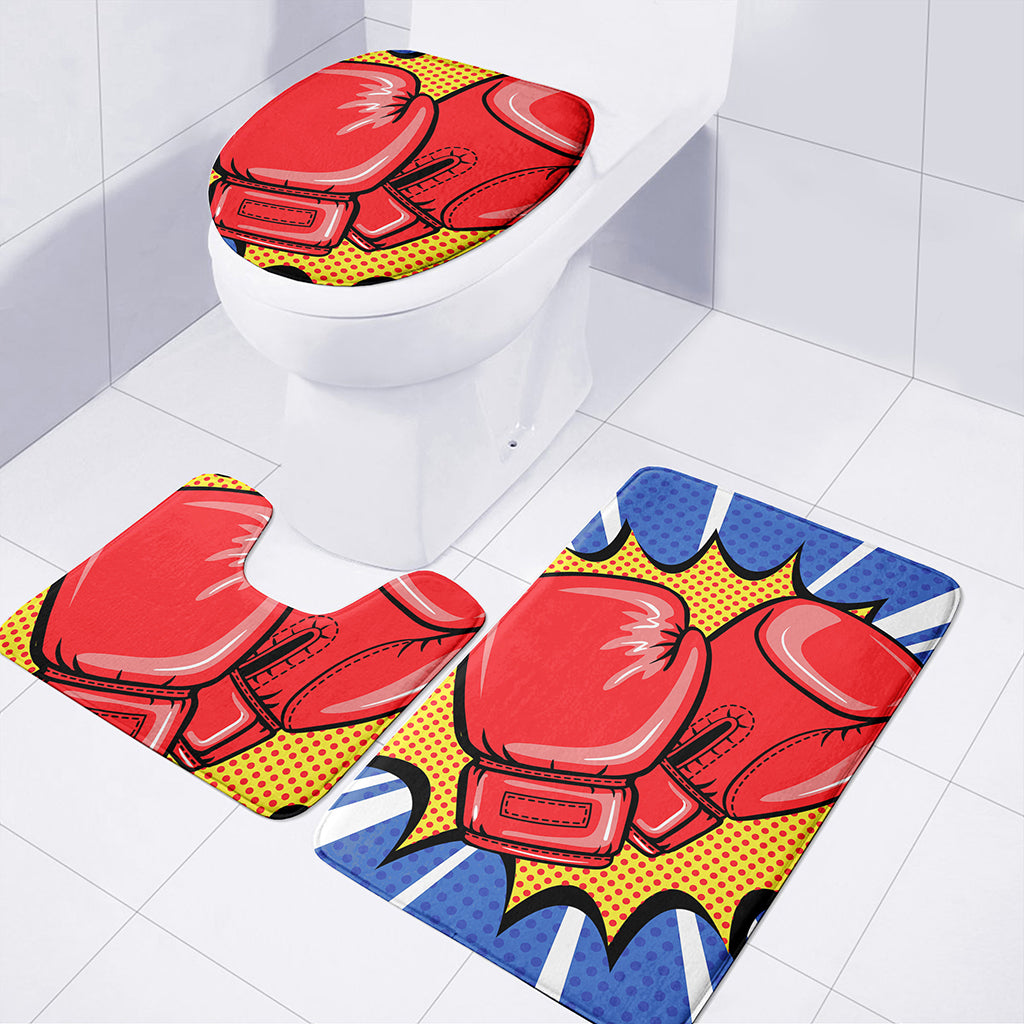 Pop Art Boxing Gloves Print 3 Piece Bath Mat Set