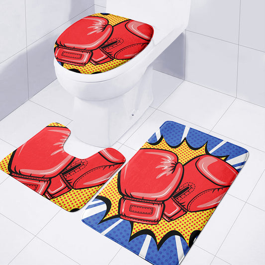 Pop Art Boxing Gloves Print 3 Piece Bath Mat Set