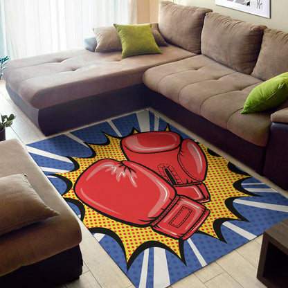 Pop Art Boxing Gloves Print Area Rug