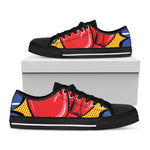 Pop Art Boxing Gloves Print Black Low Top Shoes 