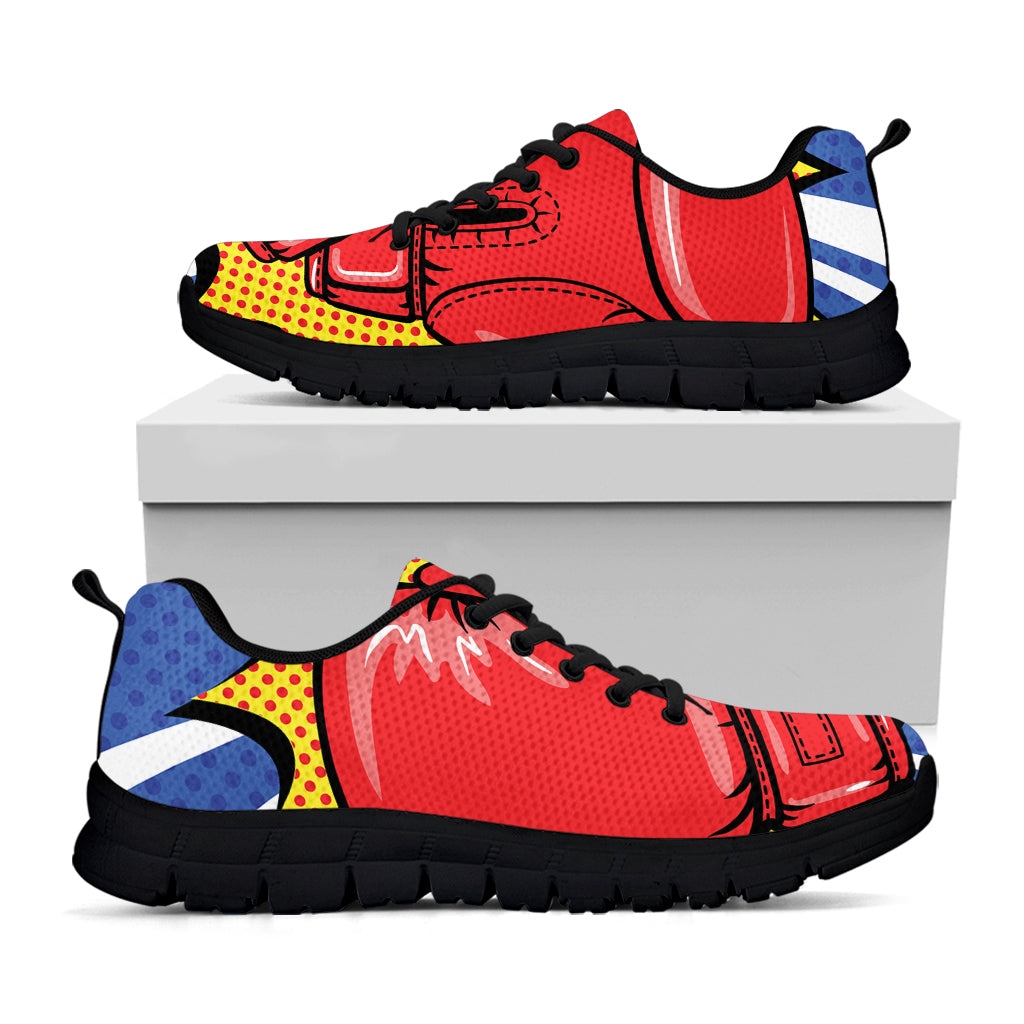 Pop Art Boxing Gloves Print Black Sneakers