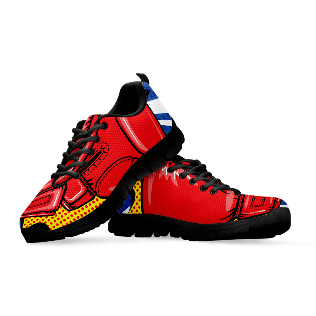 Pop Art Boxing Gloves Print Black Sneakers