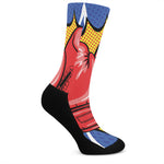 Pop Art Boxing Gloves Print Crew Socks