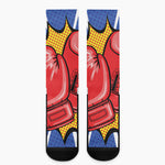 Pop Art Boxing Gloves Print Crew Socks