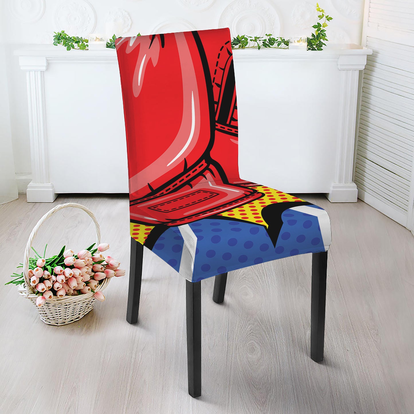 Pop Art Boxing Gloves Print Dining Chair Slipcover