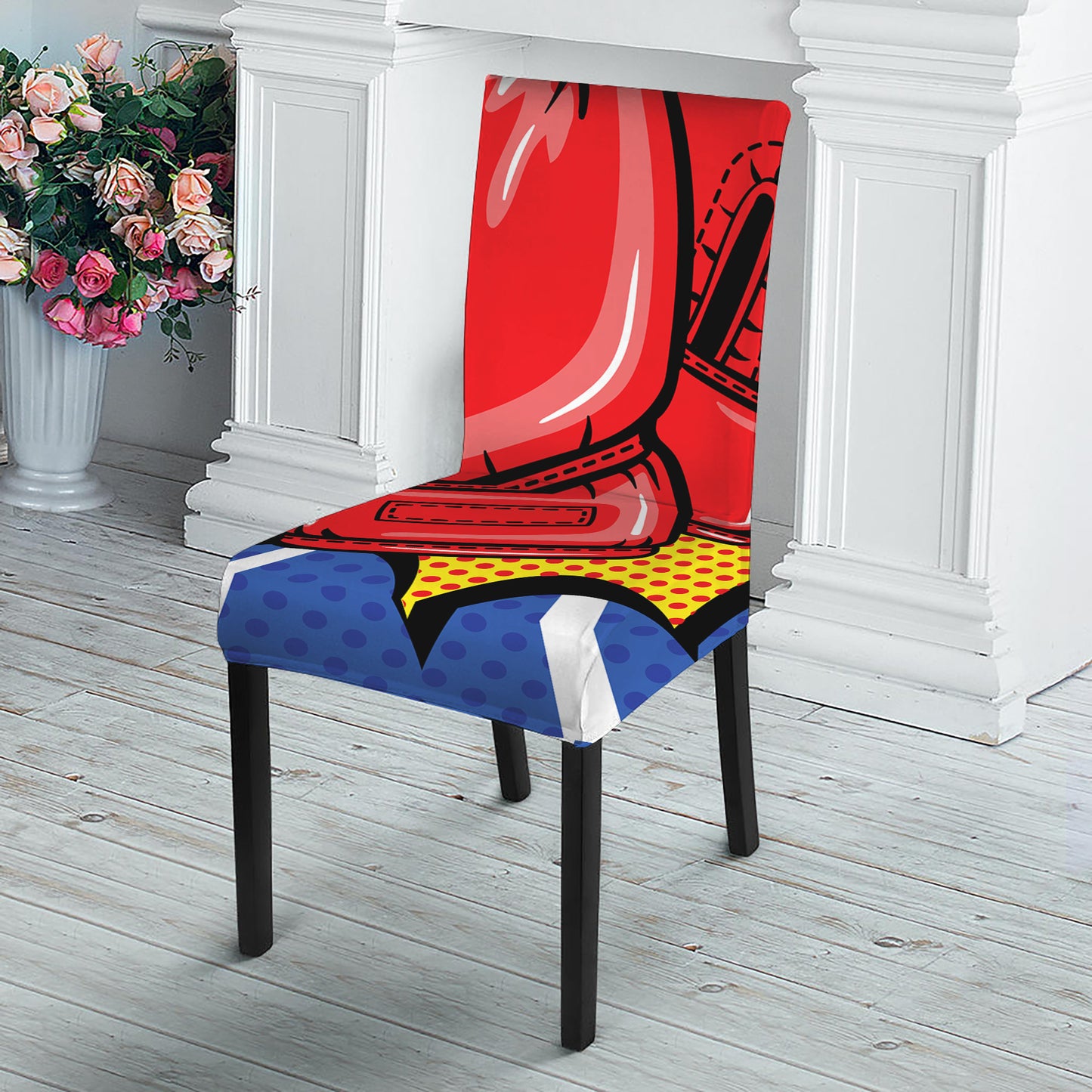 Pop Art Boxing Gloves Print Dining Chair Slipcover