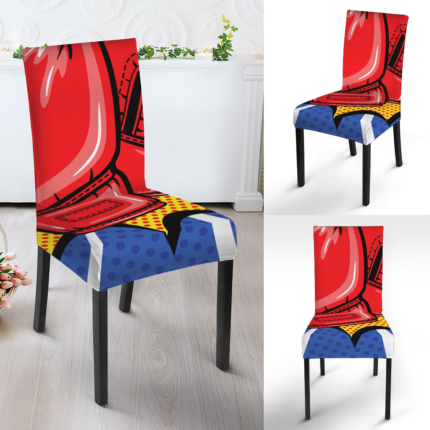 Pop Art Boxing Gloves Print Dining Chair Slipcover