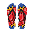 Pop Art Boxing Gloves Print Flip Flops