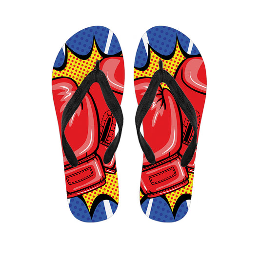 Pop Art Boxing Gloves Print Flip Flops