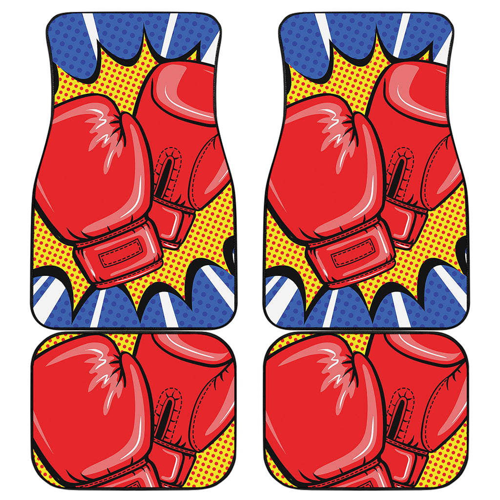 Pop Art Boxing Gloves Print Front and Back Car Floor Mats