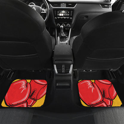 Pop Art Boxing Gloves Print Front and Back Car Floor Mats
