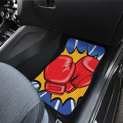 Pop Art Boxing Gloves Print Front and Back Car Floor Mats
