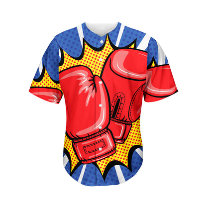 Pop Art Boxing Gloves Print Men's Baseball Jersey