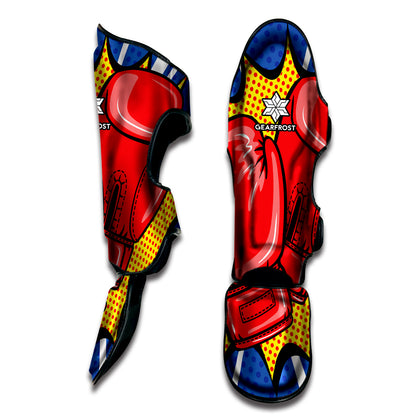 Pop Art Boxing Gloves Print Muay Thai Shin Guard