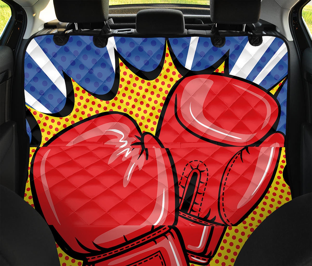 Pop Art Boxing Gloves Print Pet Car Back Seat Cover