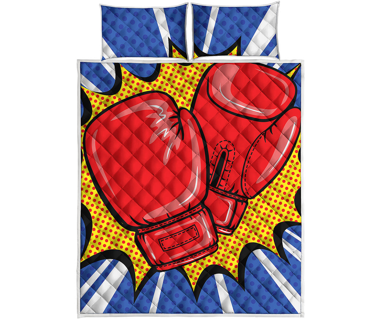 Pop Art Boxing Gloves Print Quilt Bed Set