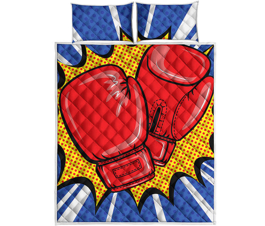 Pop Art Boxing Gloves Print Quilt Bed Set